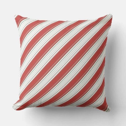 Red White Green Candy Cane Stripe 20x20 Throw Pillow