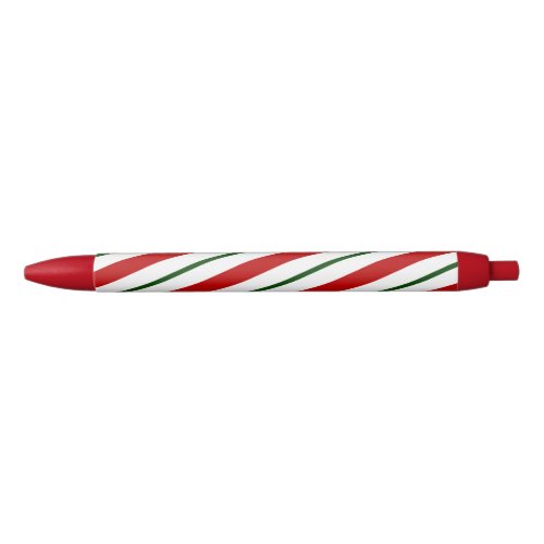 Red White  Green Candy Cane Stripes Christmas Black Ink Pen