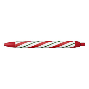 Red White & Green Candy Cane Stripes Christmas Pen