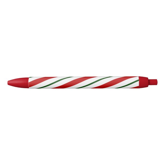 Red White & Green Candy Cane Stripes Christmas Pen (Front)
