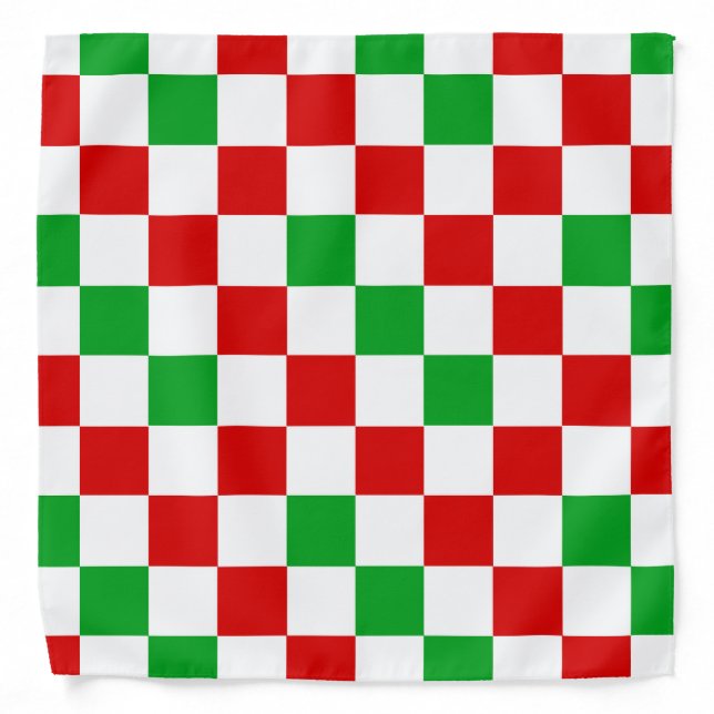 Red White Green Checkered Pattern Design  Bandana (Front)