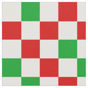 Red White Green Checkered Pattern Design  Fabric