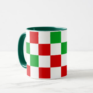 Red White Green Checkered Pattern Design Mug