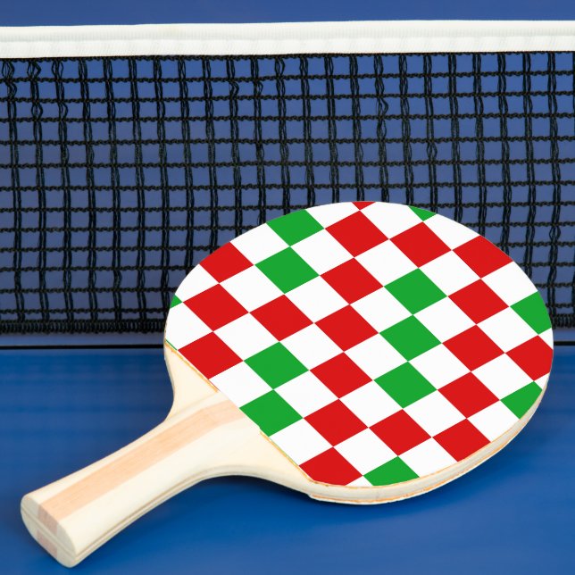 Red White Green Checkered Pattern Design  Ping Pong Paddle (Insitu)