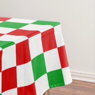 Red White Green Checkered Pattern Design  Tablecloth