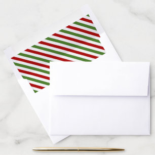 Red, White, Green Christmas Colors Striped Pattern Envelope Liner