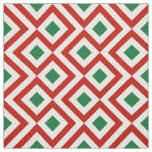Red, White, Green Christmas Geometric Pattern Fabric