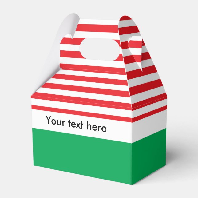 Red White Green Christmas Party Favor Boxes (Front Side)
