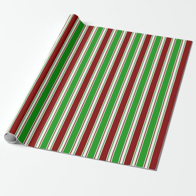 Red, White, Green Colored Christmas-Inspired Wrapping Paper (Unrolled)