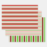 [ Thumbnail: Red, White, Green Colored Christmas Inspired Wrapping Paper Sheets ]