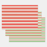[ Thumbnail: Red, White, Green Colored Christmas Style Lines Wrapping Paper Sheets ]