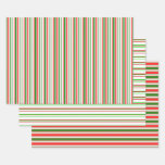 [ Thumbnail: Red, White, Green Colored Christmas-Style Patterns Wrapping Paper Sheets ]