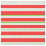 [ Thumbnail: Red, White, Green Colored Christmas Themed Lines Fabric ]