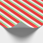 [ Thumbnail: Red, White, Green Colored Christmas Themed Lines Wrapping Paper ]