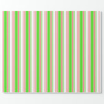 [ Thumbnail: Red, White, Green Colored Christmas-Themed Lines Wrapping Paper ]