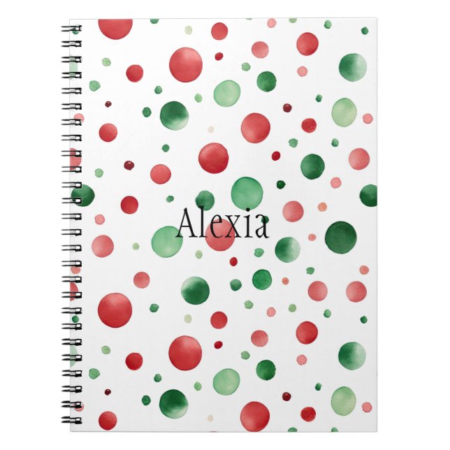 Red White Green Dots Christmas Notebook (Front)