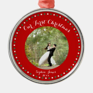 Red White Green First Married Christmas Ornament