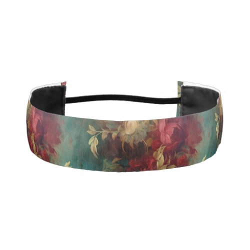 Red White Green Flowers Athletic Headband