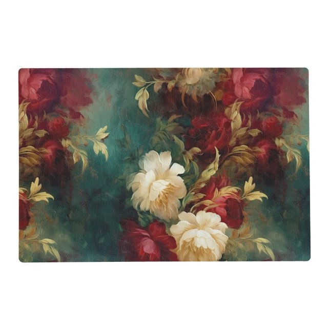 Red White Green Flowers Placemat (Front)