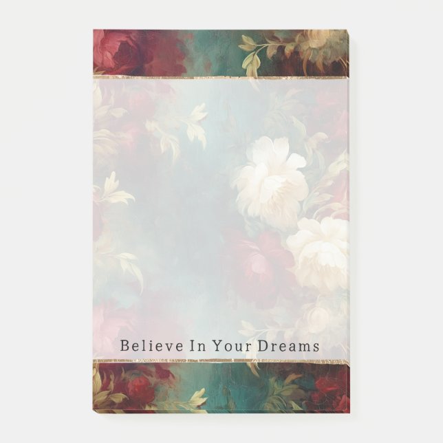 Red White Green Flowers Post-it Notes (Front)