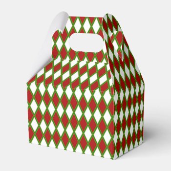 Red White & Green Harlequin Holiday Favor Box by Zhannzabar at Zazzle