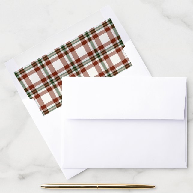 Red, White & Green Holiday Plaid Envelope Liner (Desk)
