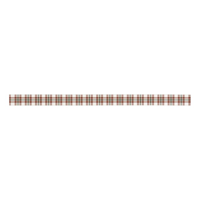 Red, White & Green Holiday Plaid Grosgrain Ribbon (Front)