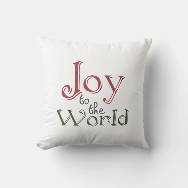 Red White Green Joy to the World Throw Pillow (Front)