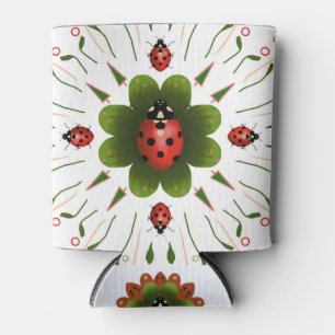 Red, white, & green ladybug design  can cooler
