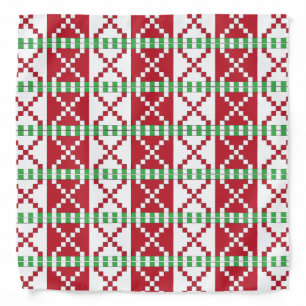 Red, white, green Latvian Latgale Ethnic Folk art Bandana