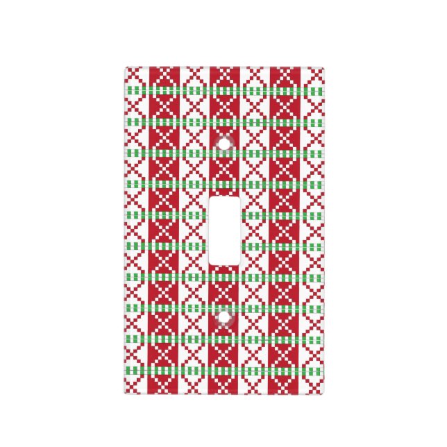 Red, white, green Latvian Latgale Ethnic Folk art Light Switch Cover (Front)