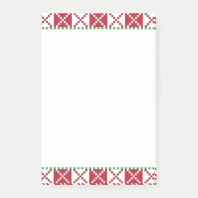 Red, white, green Latvian Latgale Ethnic Folk art Post-it Notes (Front)
