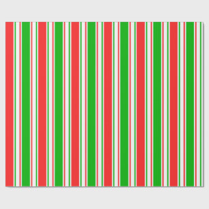 Red, White, Green Lined Pattern Wrapping Paper
