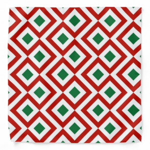 Red, White, Green Meander Bandana