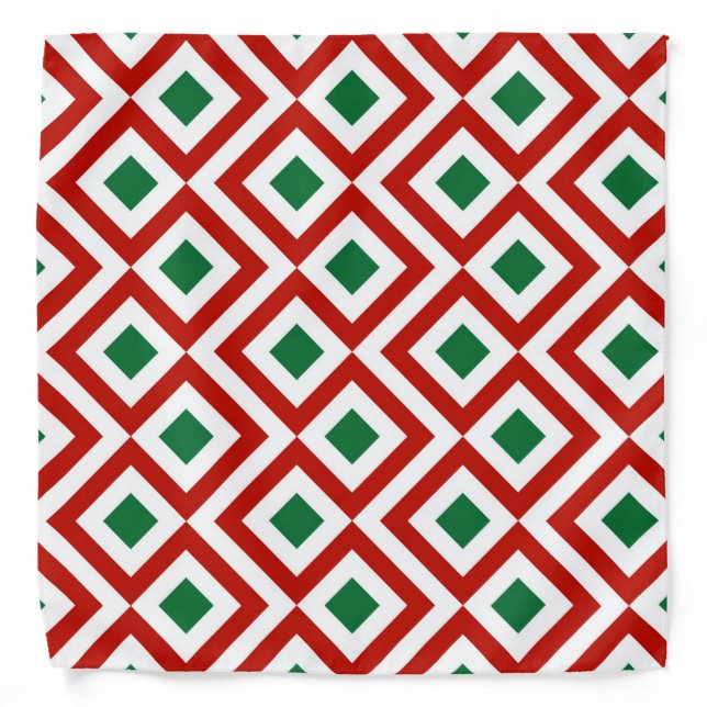 Red, White, Green Meander Bandana (Front)