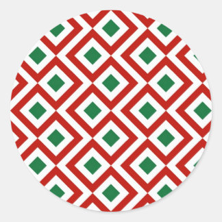 Red, White, Green Meander Classic Round Sticker