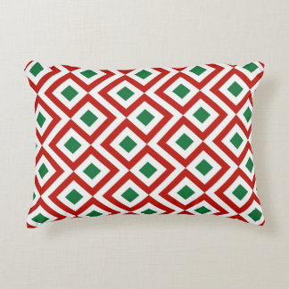 Red, White, Green Meander Decorative Pillow