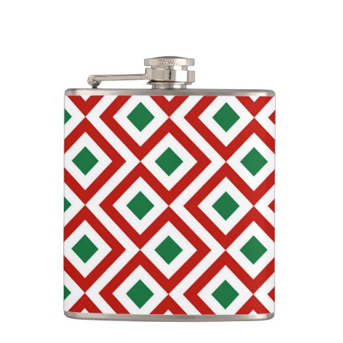 Red White Green Meander Flask