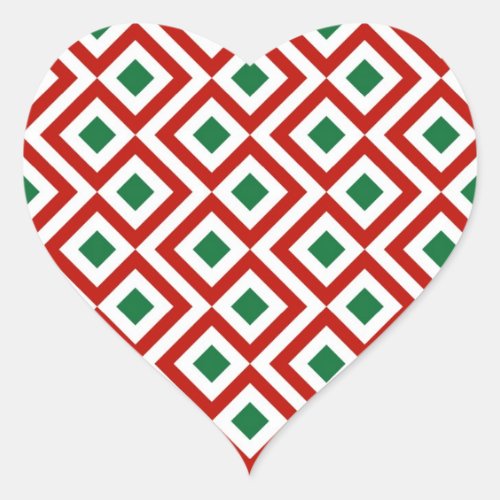 Red White Green Meander Heart Sticker