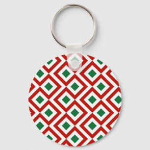 Red, White, Green Meander Keychain