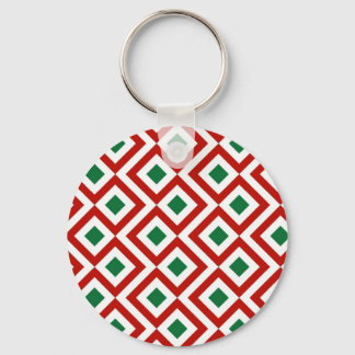 Red, White, Green Meander Keychain
