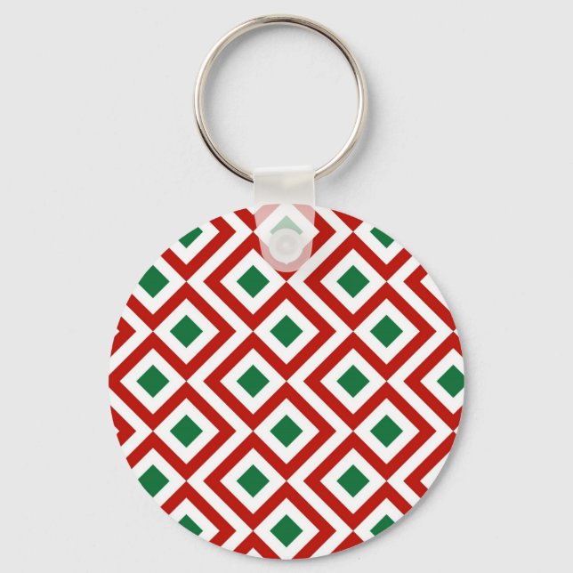 Red, White, Green Meander Keychain (Front)
