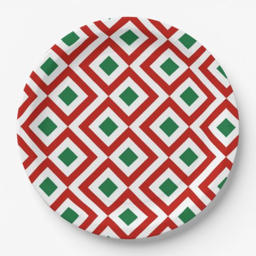 Red White Green Meander Paper Plates