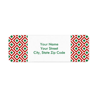 Red, White, Green Meander return address label