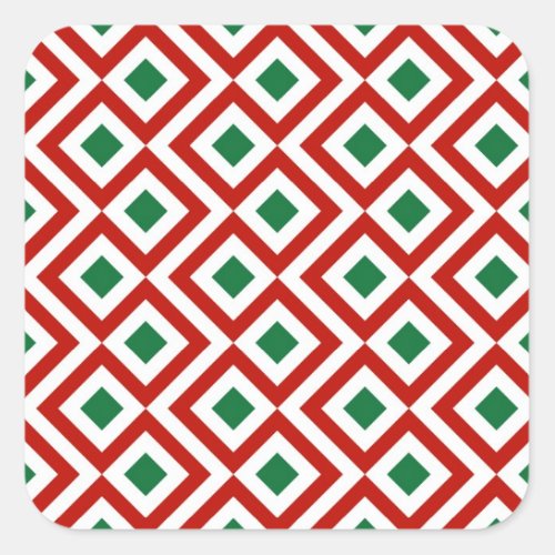 Red White Green Meander Square Sticker