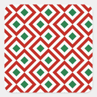Red, White, Green Meander Square Sticker