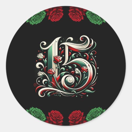 Red White Green Mis Quince Anos 15 Quinceaera Classic Round Sticker