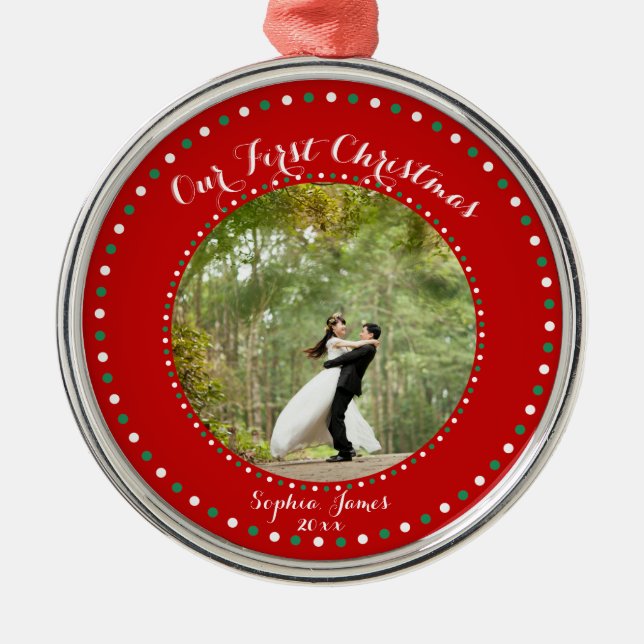 Red White Green Our First Christmas Ornament (Front)