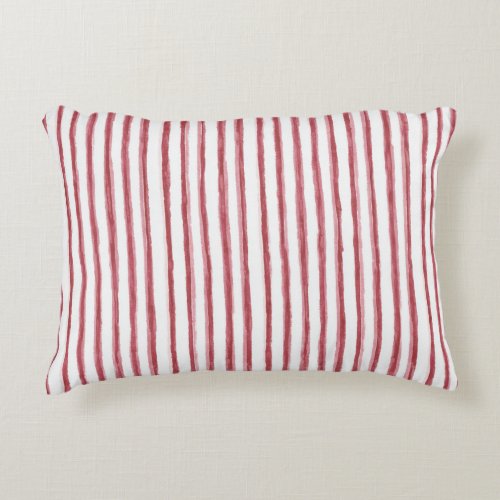 Red White Green Plaid Stripes Accent Pillow