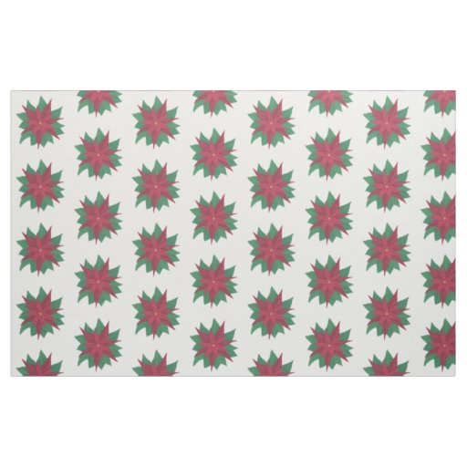 Red White Green Poinsettias Christmas Fabric